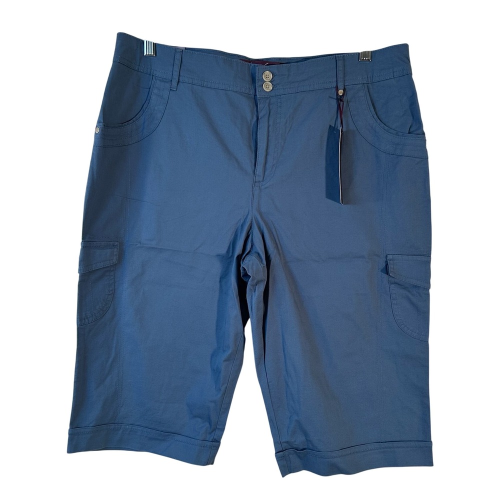 Gloria‎ Vanderbilt Kathy Skimmer Shorts Blue Dusk Cargo Pockets Size 16 NWT